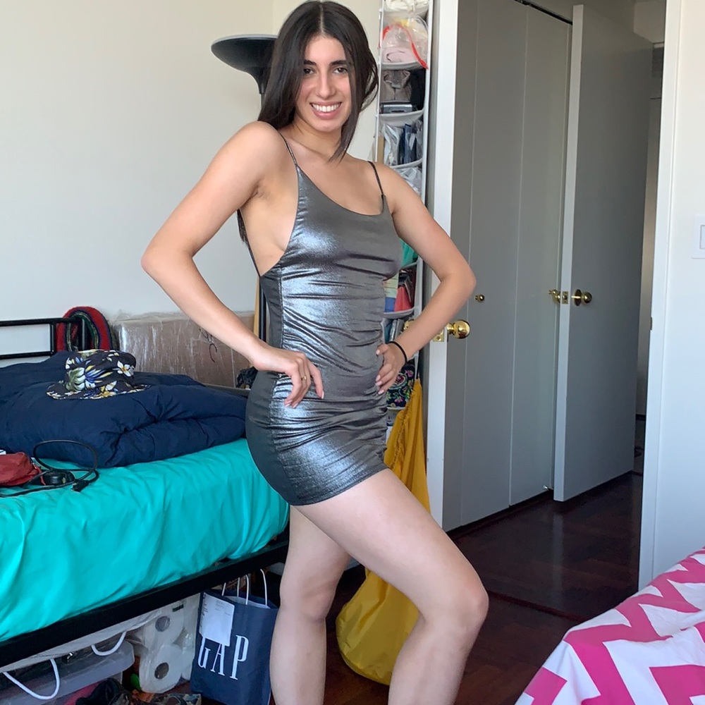 Metallic silver dress